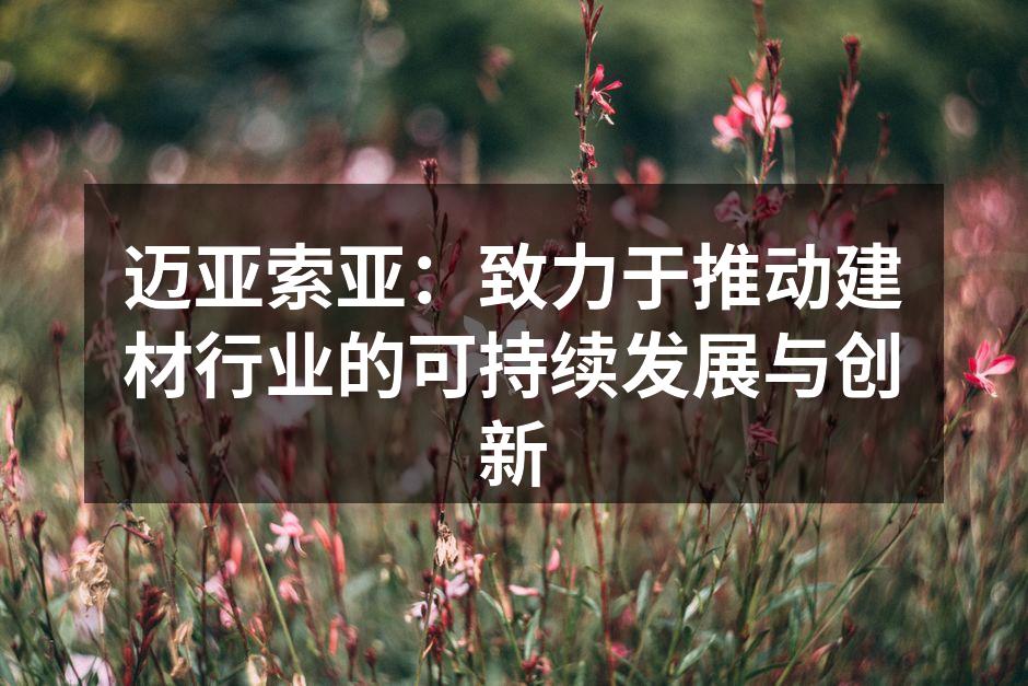 迈亚索亚：致力于推动建材行业的可持续发展与创新